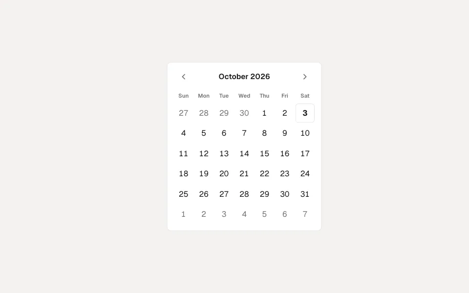 Calendar component preview