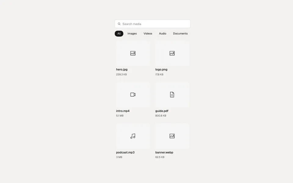 MediaLibrary component preview