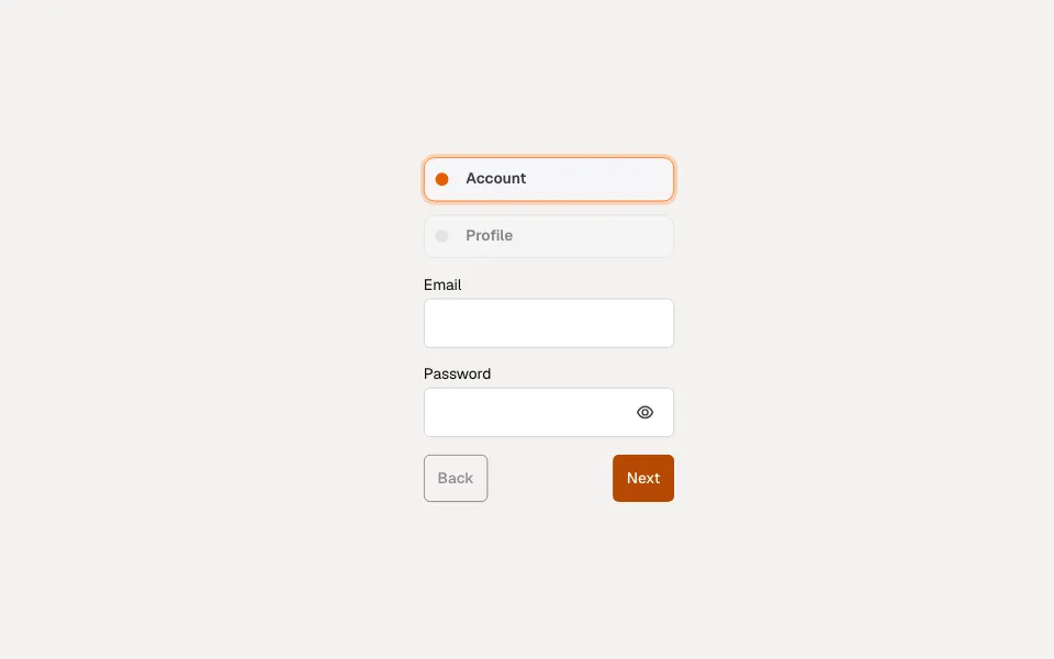 SteppedForm component preview