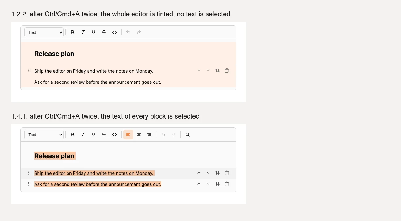The same document after Ctrl or Cmd plus A twice in 1.2.2 and in 1.4.1